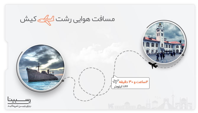 مسافت و مدت زمان پرواز رشت به کیش